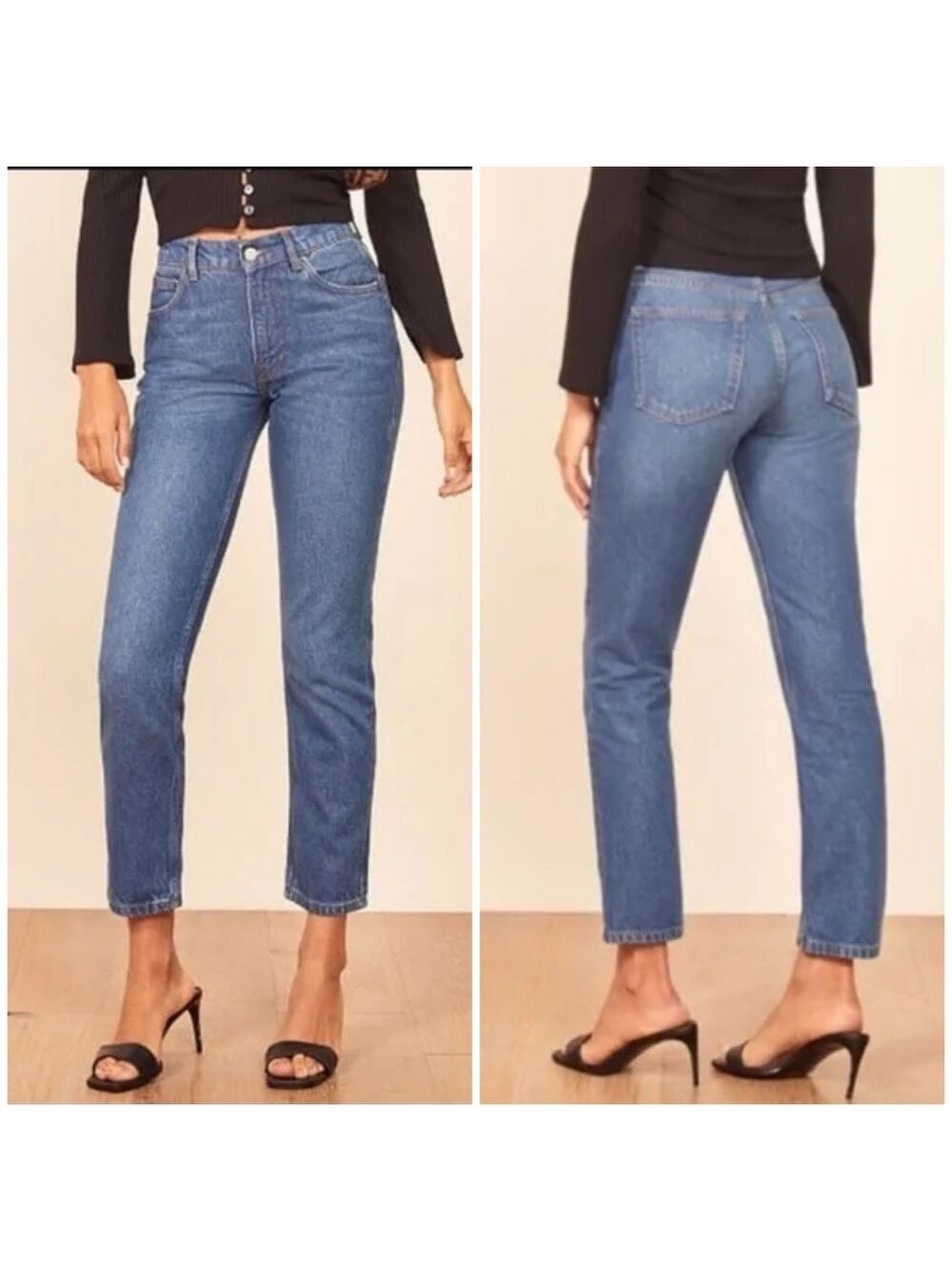 Reformation Jeans Women Size 4/27 Medium Wash Julia Crop High Rise Cigarette - Picture 14 of 15